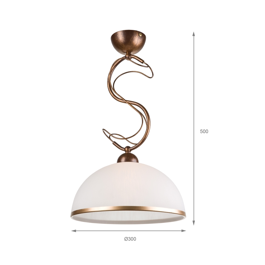 Rippvalgusti varrega COBRA 1xE27/60W/230V läbimõõt 46 cm pronks/patina