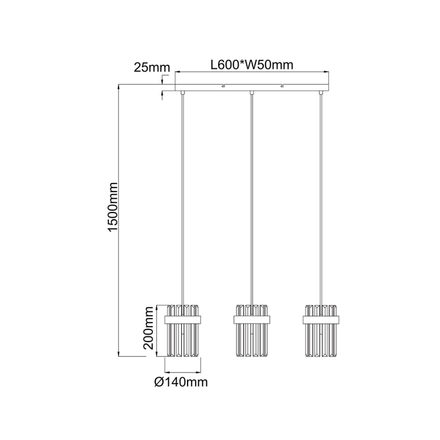 Rippvalgusti VETRO 3xE14/10W/230V, kuldne