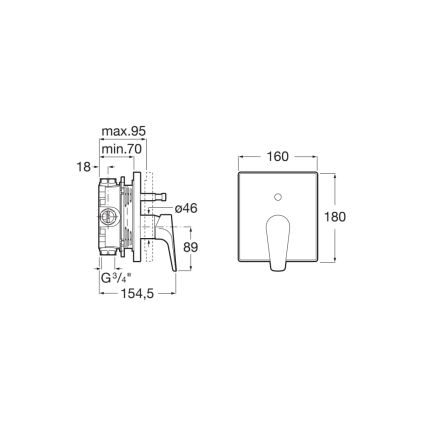 Roca A5A0B90C00 - ATLAS peidetava paigaldusega dušisegisti, läikiv kroom