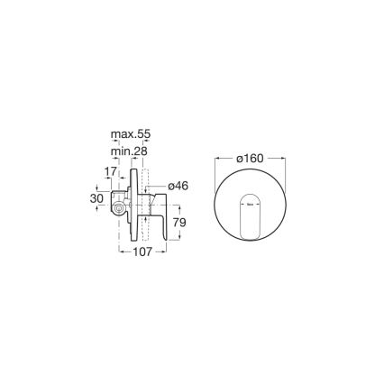 Roca A5A226EC00 - CALA dušisegisti peidetud paigaldamiseks, läikiv kroom