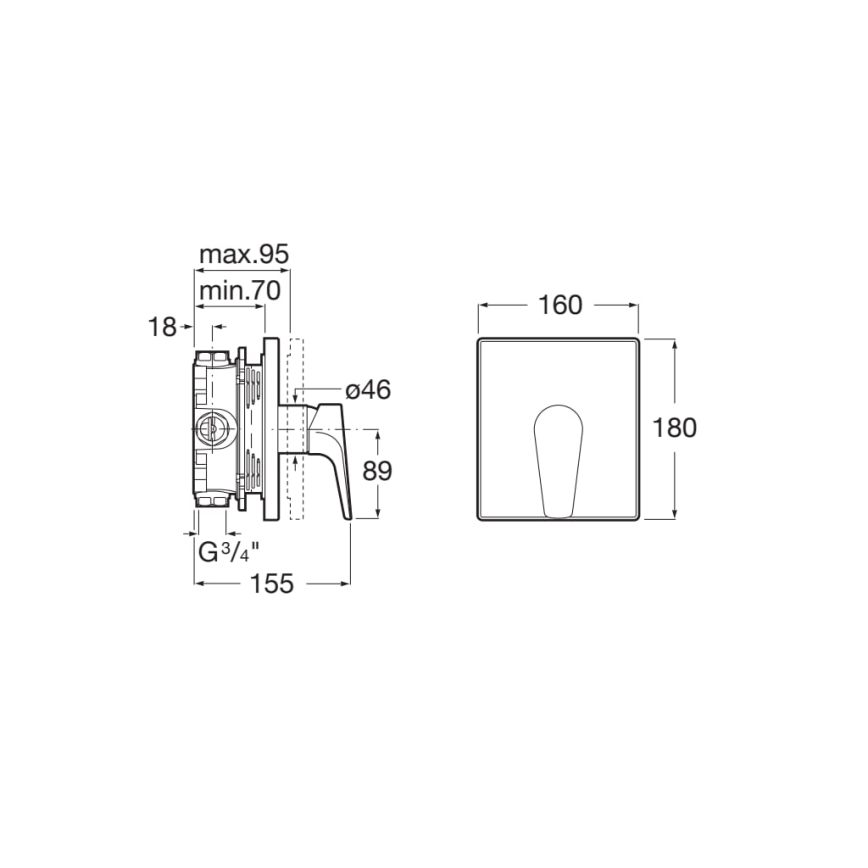 Roca A5A2B90C00 - ATLAS seinasisene dušisegisti, läikiv kroom