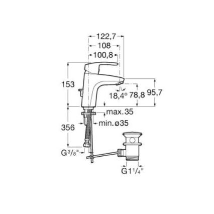 Roca A5A3098C00 - Valamusegisti + äravoolu komplekt MONODIN 15,3 cm, läikiv kroom