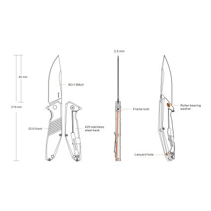Ruike RUD191B - Kokkupandav taskunuga 21,9 cm must