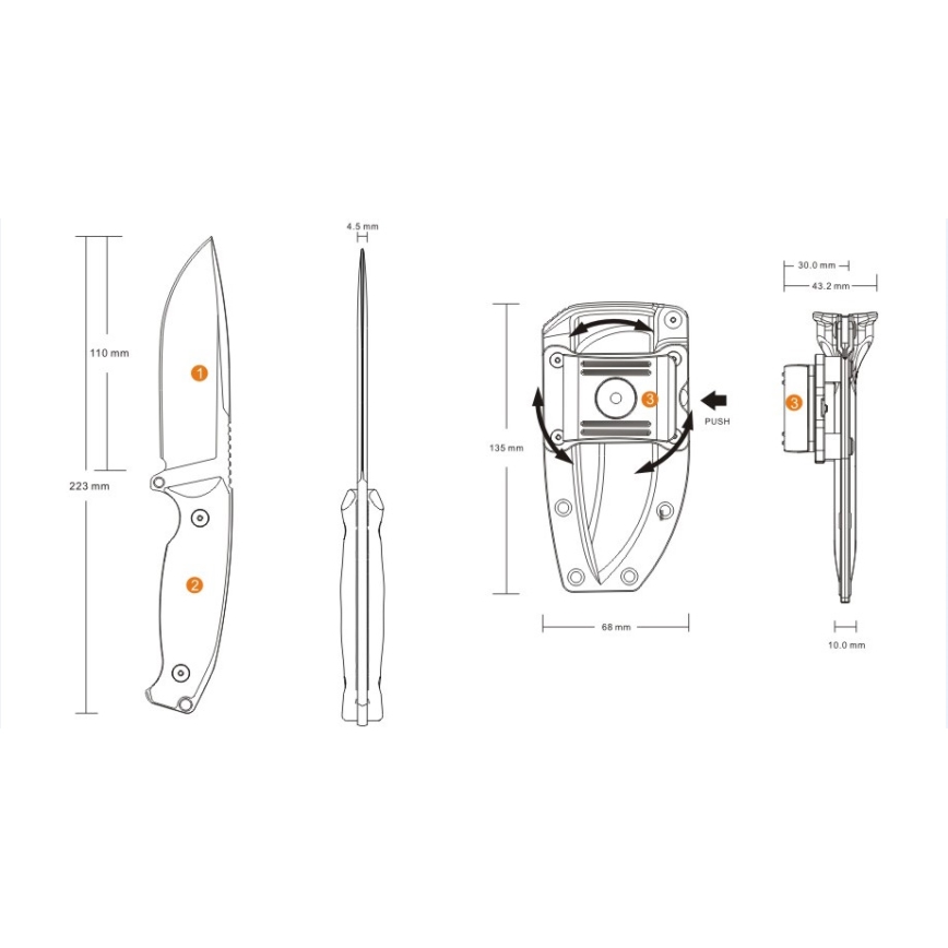 Ruike RUJF118B - Nuga JAGER 22,3 cm must