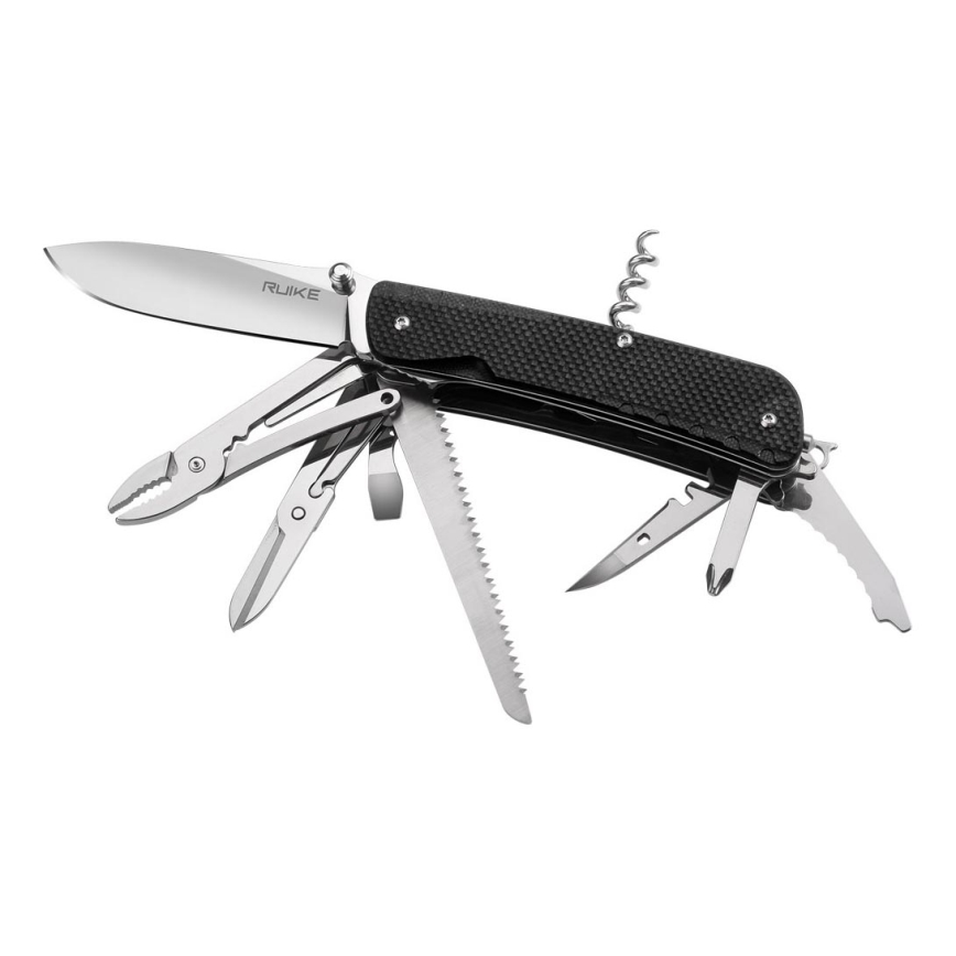 Ruike RULD51 - Multifunktsionaalne taskunuga TREKKER 11,4 cm/17 funktsiooni must