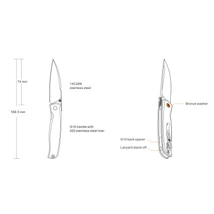 Ruike RUP661B - Kokkupandav kompaktne nuga 16,9 cm must