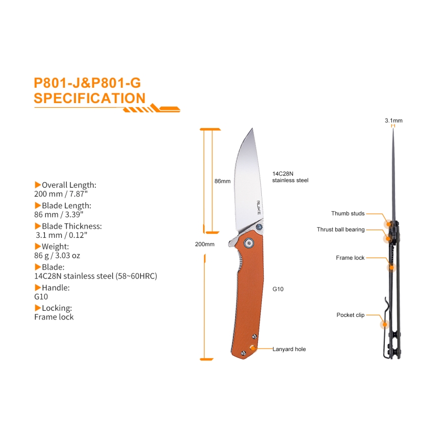 Ruike RUP801G - Kokkupandav taskunuga 20 cm roheline