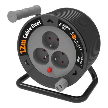 Rulliga pikendusjuhe, 3 pesaga, 12 m