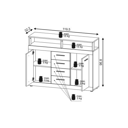 RUNA kummut, tumepruun/antratsiit