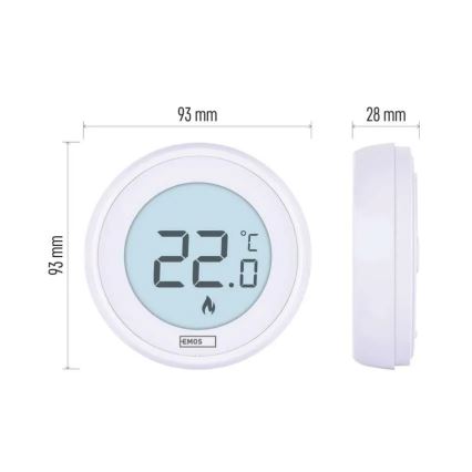 Ruumi käsitsi juhitav termostaat 230V/6A, 2×AA, valge