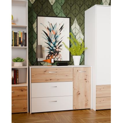 Sahtlitega kummut URO artisan tamm/ valge