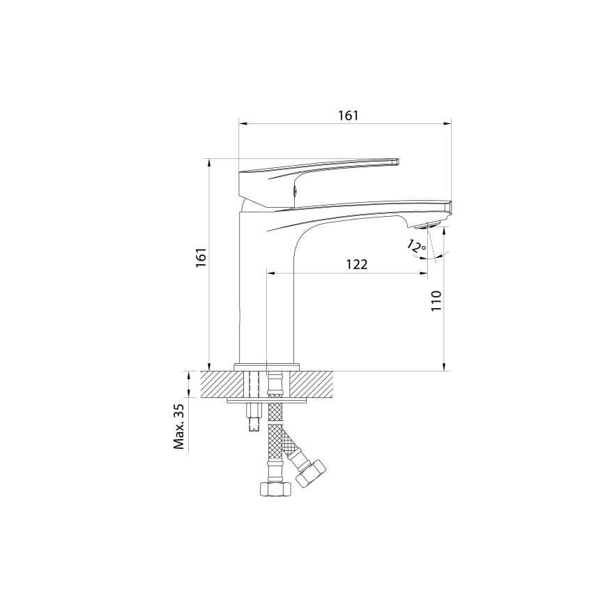 Samona - Valamusegisti KORANA 16 cm, läikiv kroom