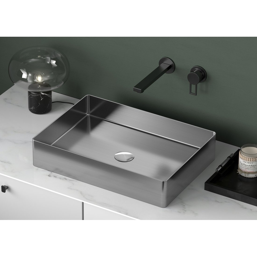 Sapho - AURUM 50x35 cm tööpinnale paigaldatav valamu, harjatud roostevabast terasest