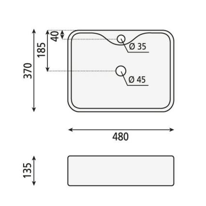 Sapho - BALENA lauale paigaldatav valamu 48x37 cm keraamika/valge