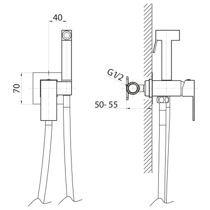 Sapho - Bidee segisti käeshoitava dušiotsikuga peidetud paigaldamiseks CUBEMIX mattkuldne