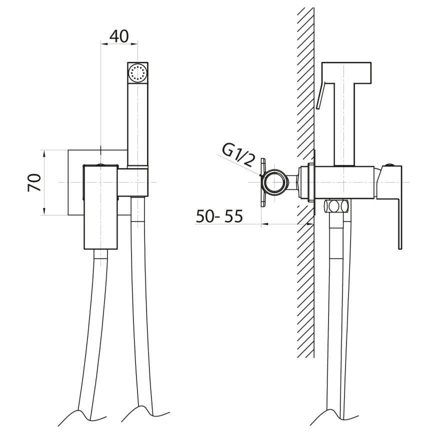 Sapho - Bidee segisti käeshoitava dušiotsikuga peidetud paigaldamiseks CUBEMIX mattkuldne