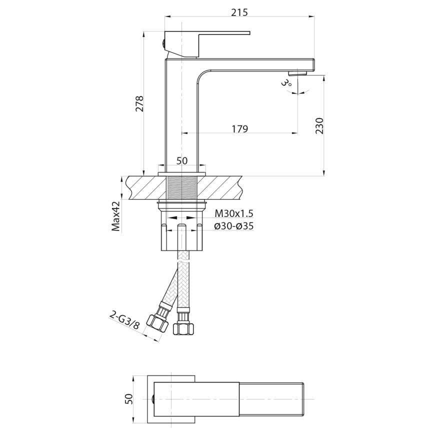 Sapho - CUBEMIX valamusegisti 27,8 cm mattkuldne