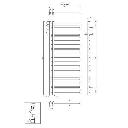 Sapho - DORLION vannitoa radiaator 400 W 50x120x50 cm matt must