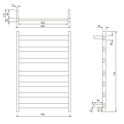 Sapho - Elektriline rätikuivati ELIAS 105W 73x49 cm mattvalge