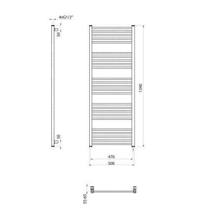 Sapho - Elektriline rätikuivati METRO-E 500W 134x50 cm mattmust