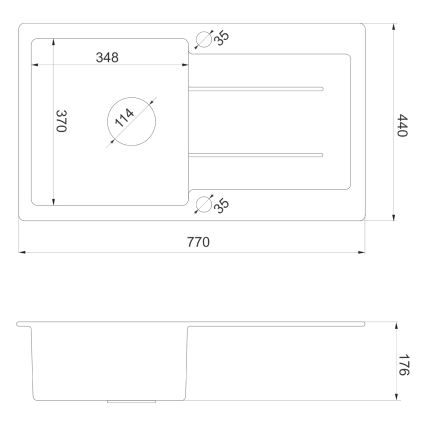 Sapho - Köögivalamu 77x44 cm graniit/must