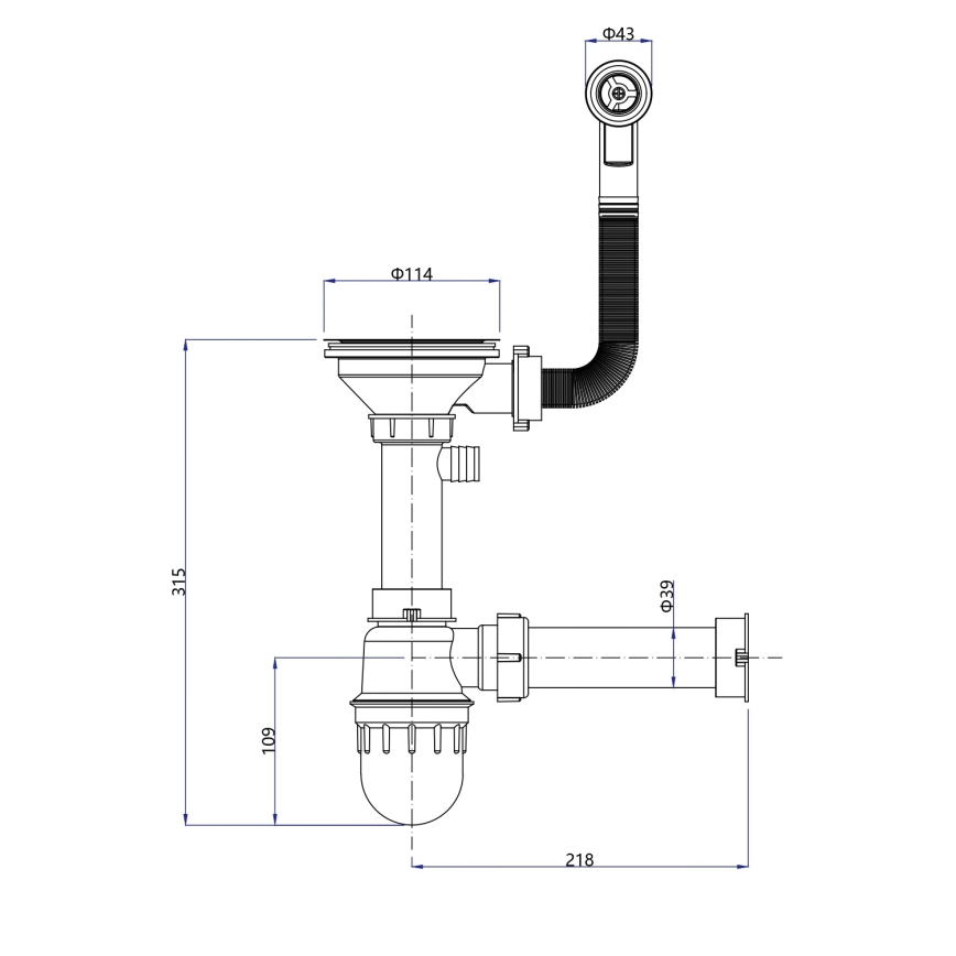 Sapho - Köögivalamu 77x44 cm graniit/must