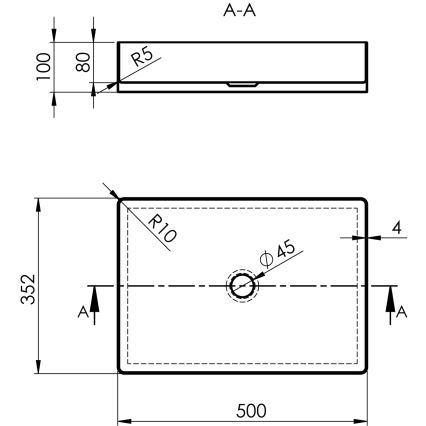 Sapho - Lauale paigaldatav valamu AURUM 50x35 cm antratsiit