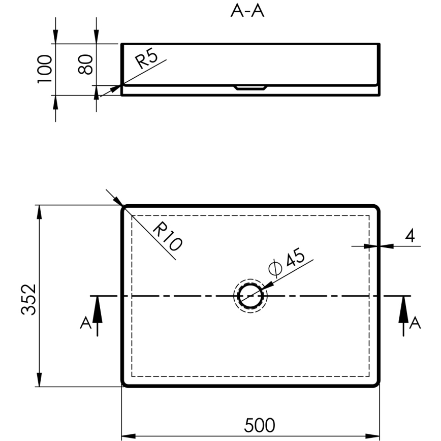 Sapho - Lauale paigaldatav valamu AURUM 50x35 cm antratsiit