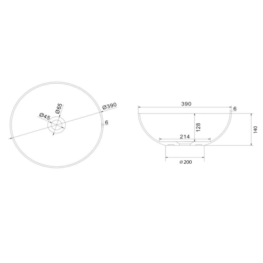 Sapho - Lauale paigaldatav valamu FORMIGO läbimõõt 39 cm betoon/matt-hall