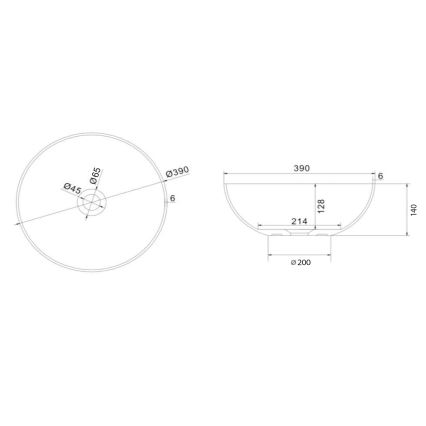 Sapho - lauale paigaldatav valamu FORMIGO, Ø 39 cm, betoon/beež