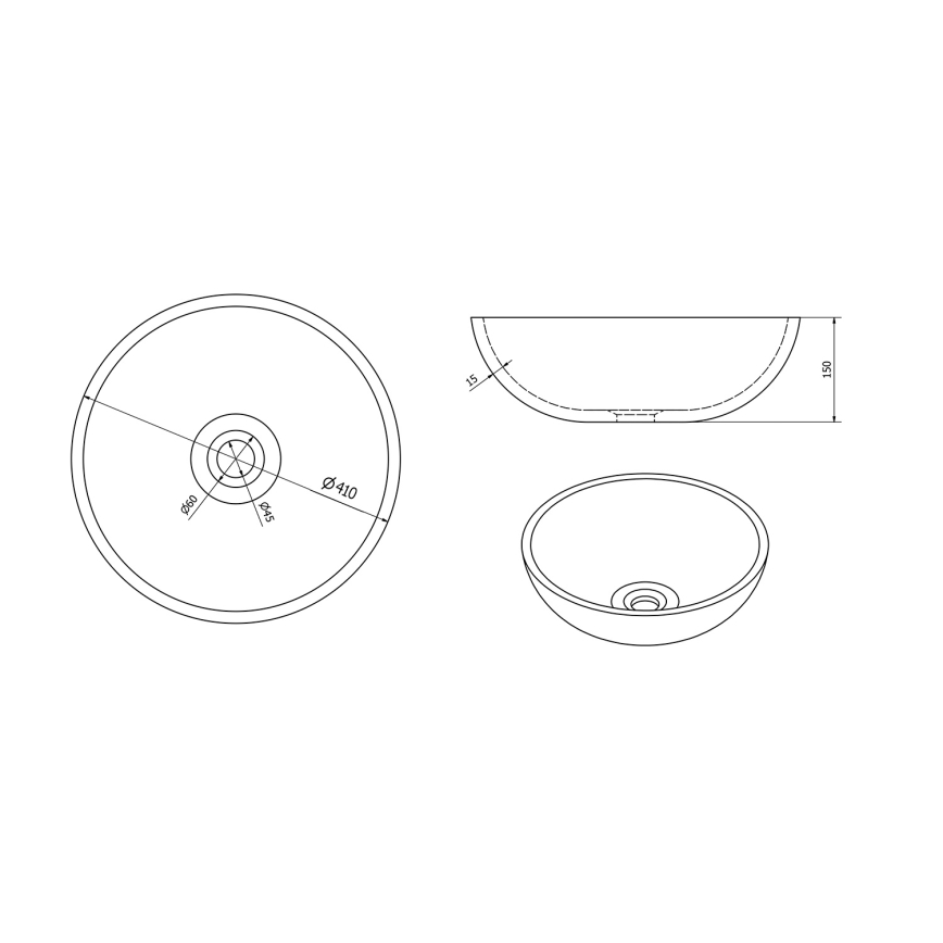 Sapho - Lauale paigaldatav valamu PRIORI, Ø 41 cm, keraamiline/pruun