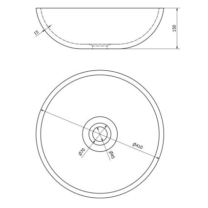 Sapho - Lauale paigaldatav valamu PRIORI Ø 41 cm must/valge