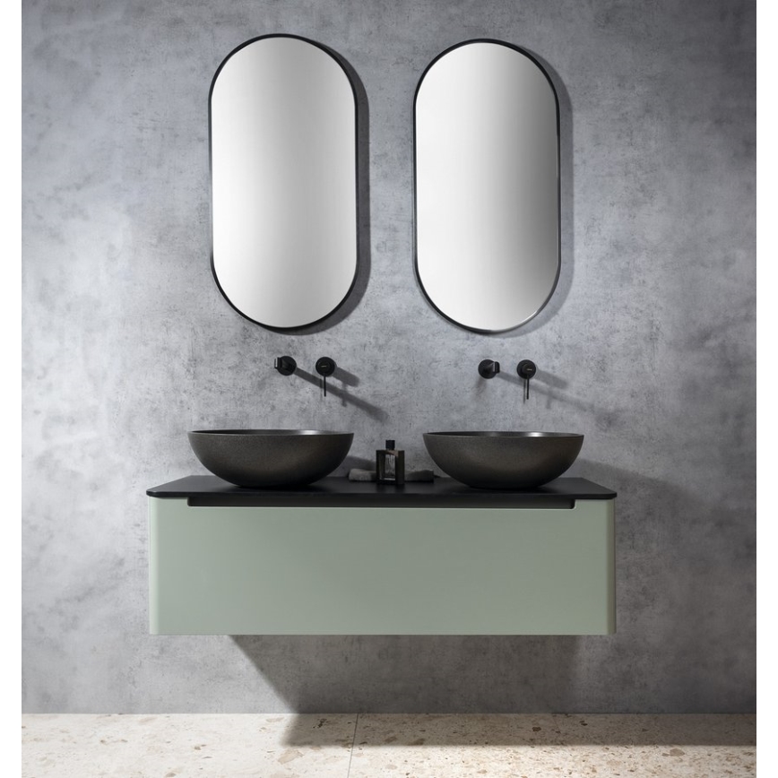 Sapho - Lauale paigaldatav valamu TURF Ø 44 cm, betoon/must graniit