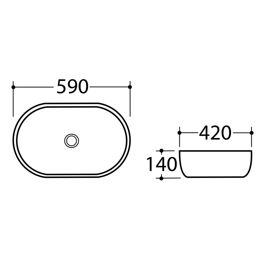 Sapho - lauapealne valamu DALMA 59x42 cm keraamika/carrara