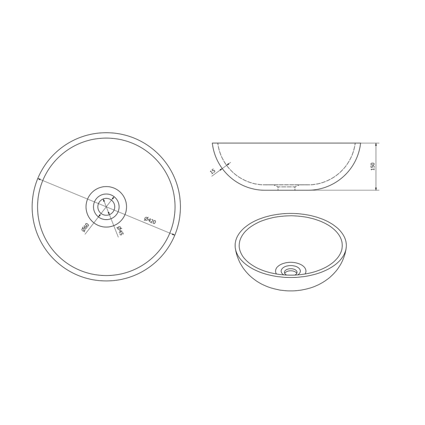 Sapho - lauaplaadile paigaldatav valamu PRIORI läbimõõt 42 cm keraamika/roheline
