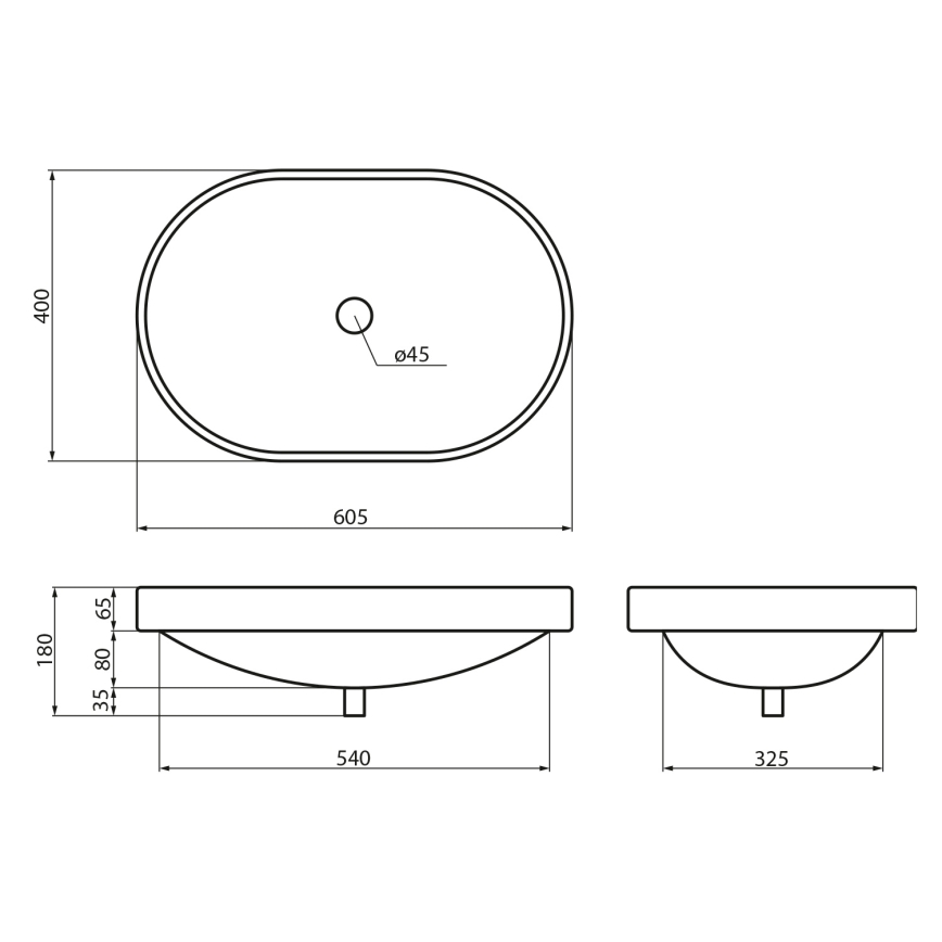 Sapho - LIMA süvistatav valamu 60x40 cm keraamika/valge