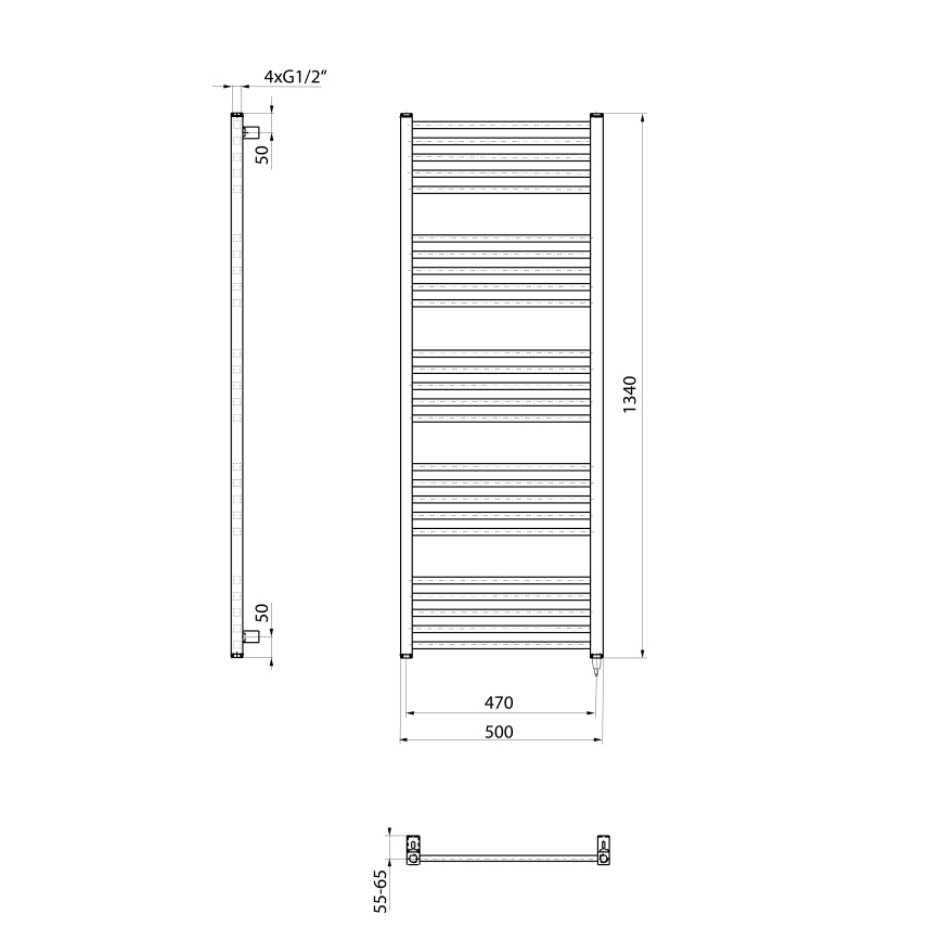 Sapho - METRO-E elektriline rätikukuivati 500W 134x50 cm valge