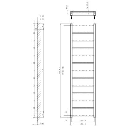 Sapho - METRO LIGHT vannitoa radiaator 150x40 cm läikiv kroom