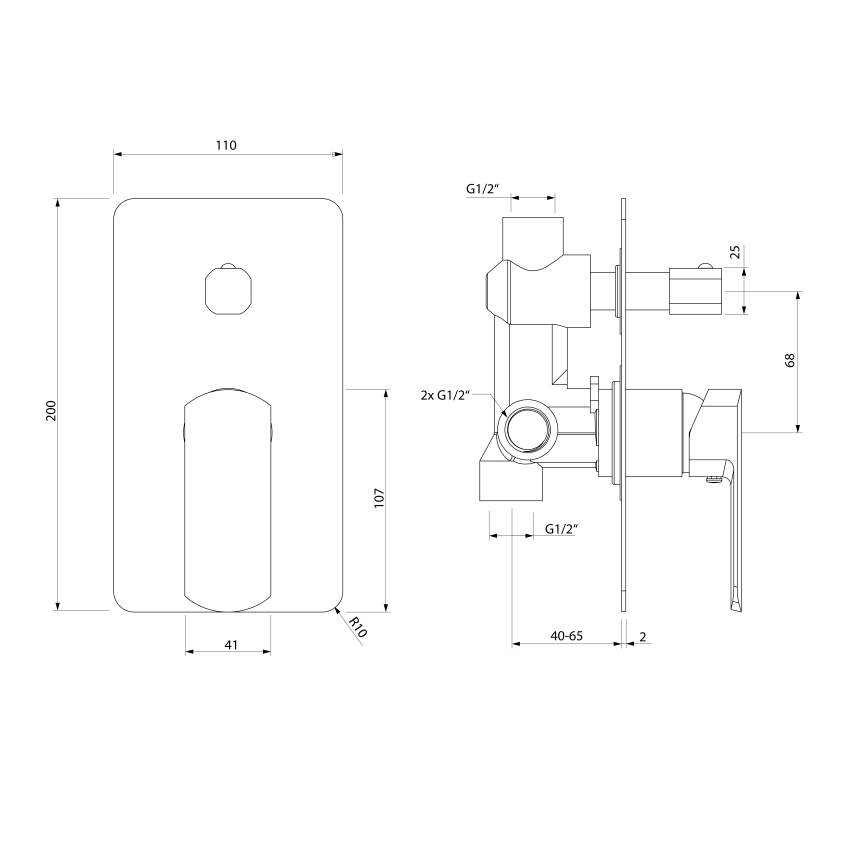 Sapho - MIXONA dušisegisti sisseehitatud paigaldamiseks, läikiv kroom