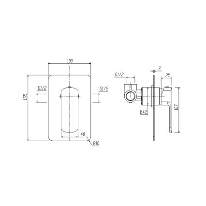 Sapho - MIXONA peitpaigaldatav dušisegisti, läikiv kroom