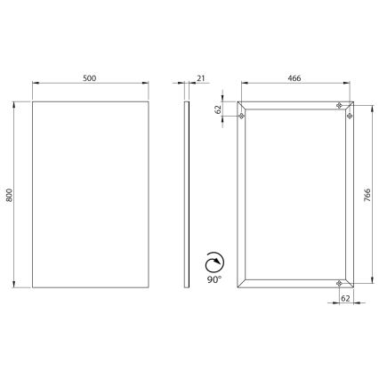 Sapho - Peegel raamiga AROWANA 50x80 matt-must