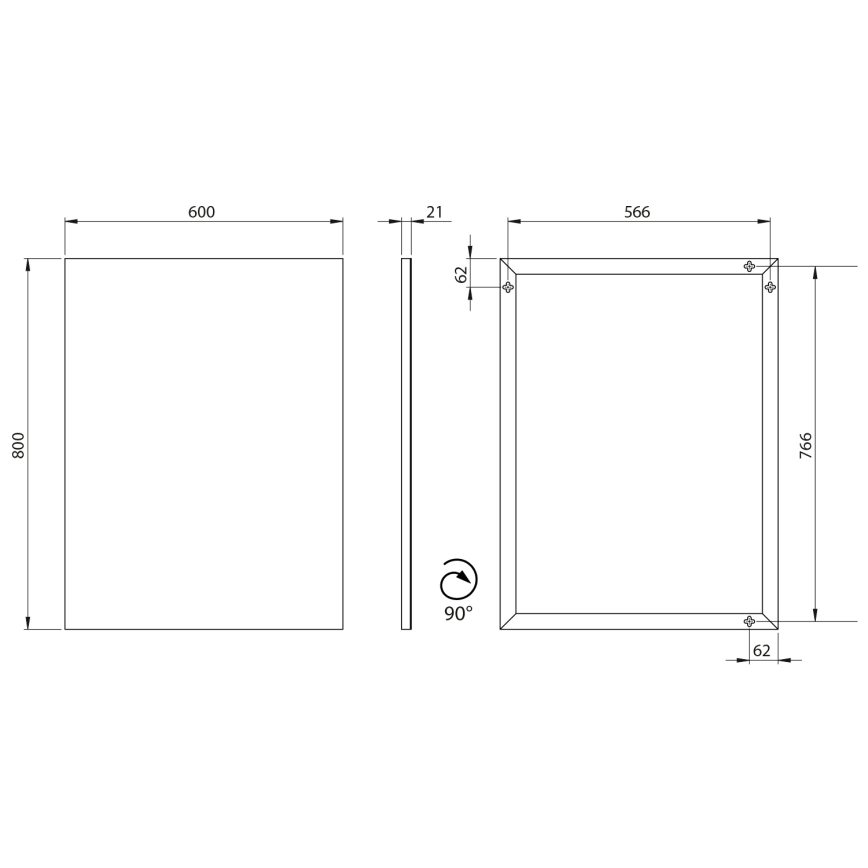 Sapho - Peegel raamiga AROWANA 60x80 cm matt-musta viimistlusega