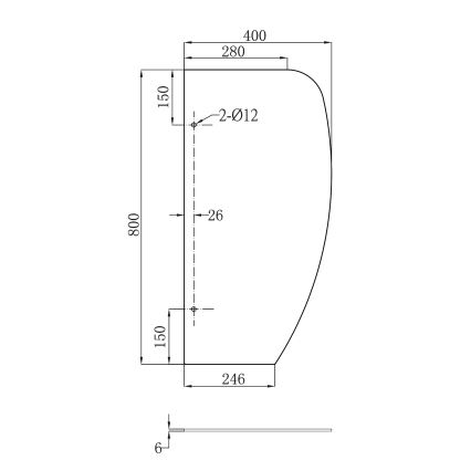 Sapho - Pissuaaride eraldussein 40x80 cm mattklaas