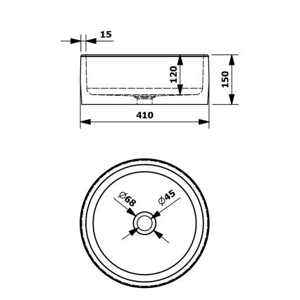 Sapho - PRIORI pealisehitatav valamu Ø 41 cm keraamika/sinine