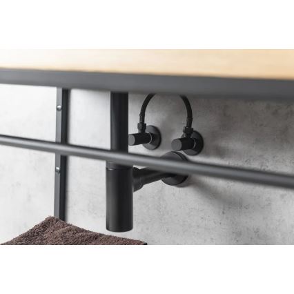 Sapho - rosettaga ümar nurkventiil, matt must