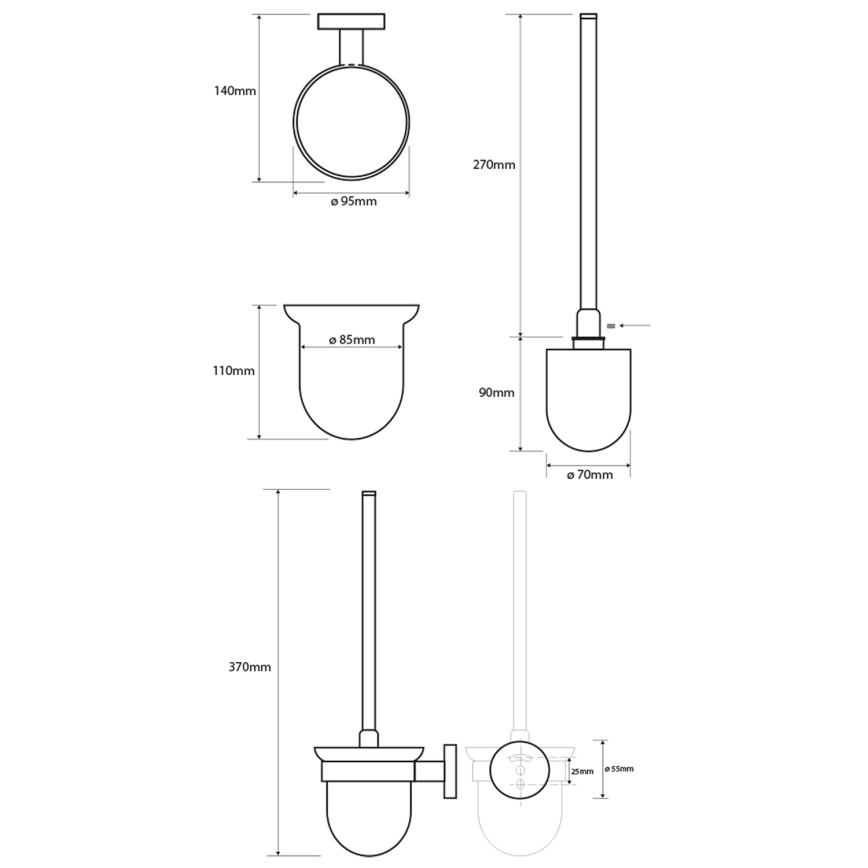 Sapho - Seinakinnitusega WC-hari X-ROUND piimjas klaas/valge