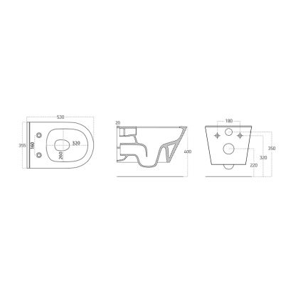 Sapho - seinakinnitusega WC-pott bideepihustiga AVVA CLEANWASH keraamika/valge