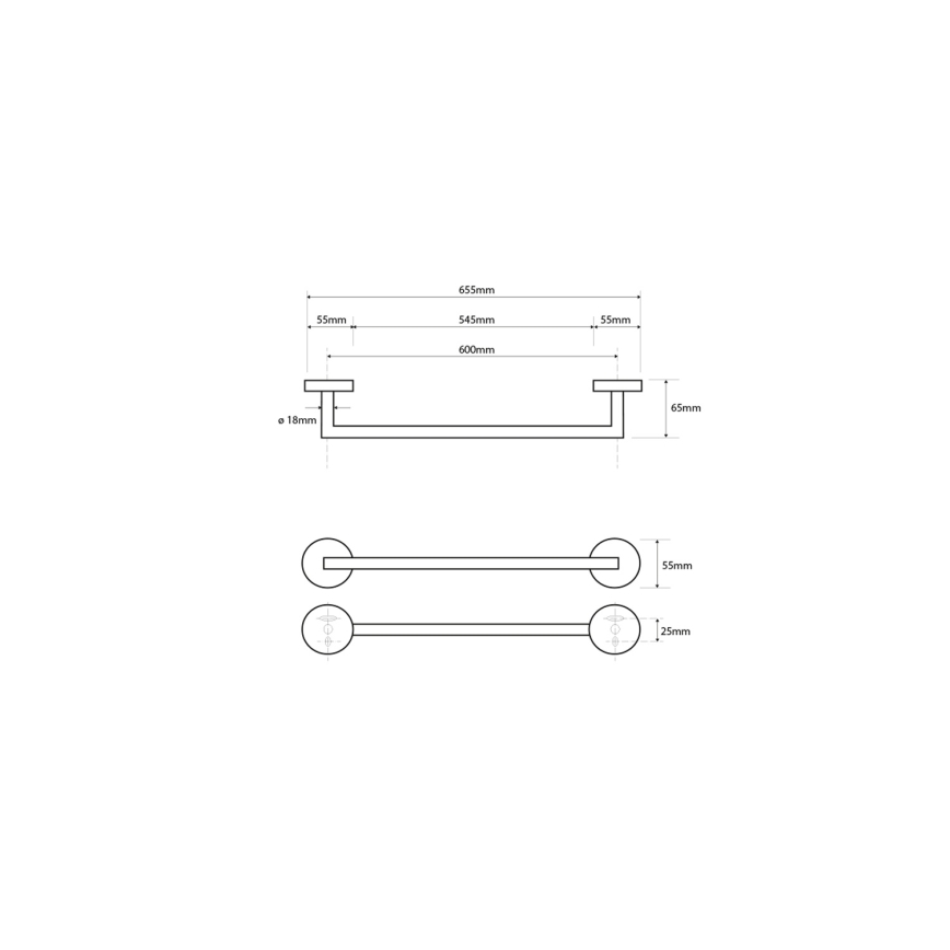 Sapho - Seinale kinnitatav rätikuhoidja X-ROUND 6,5x65,5 cm läikiv kroom
