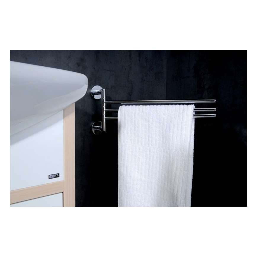 Sapho - seinale paigaldatav pöörlev rätikuhoidja X-ROUND 19,5x45 cm läikiv kroom