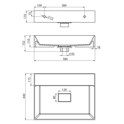 Sapho - seinale paigaldatav valamu GODIVA 58 x 44 cm, marmor/valge